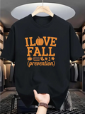 Men's T-Shirt I Love Fall Prevention Autumn Pumpkins Leaves And Boots T Shirt