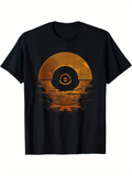 Men's T-Shirt Retro Sunset Reflection With Artistic Vinyl Record Design
