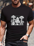 Men's T-Shirt Spooky Forest Night With Whimsical Ghosts Among Giant Mushrooms