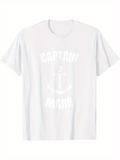 Men's T-Shirt Captain Mark With Classic Nautical Rope Anchor White Shirt