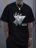 Men's T-Shirt Disappear Tracks Misty Pine Woodland With A Stylized Deer Graphic