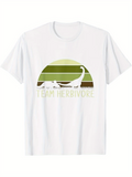 Men's T-Shirt Team Herbivore Green Sunset With Grazing Brontosaurus Dinosaur
