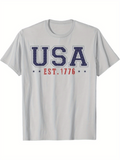 Men's T-Shirt USA Est 1776 Classic Collegiate Style With Minimal Red Accents Lettering