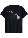 Men's T-Shirt Minimalist White Island Map Print On Plain Black Shirt