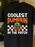 Men's T-Shirt Coolest Pumpkin Cartoon With Checkered Race Flags And Sunglasses Pumpkin