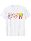 Men's T-Shirt Colorful Symbols With Peace Heart And Rainbow Tooth