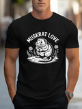 Men's T-Shirt Muskrat Love With Hand Drawn Flowers Beside Riverbank Muskrat