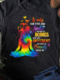 Women's T-Shirt If Only Our Eyes Saw Souls Colorful Tie Dye Butterflies Silhouette Meditation Yoga Figure
