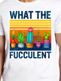 Men's T-Shirt What The Fucculent Colorful Potted Succulents Under Vintage Striped Sunrise
