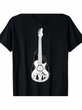 Men's T-Shirt Enchanted Forest Scenery Reflected In Guitar Shaped Design