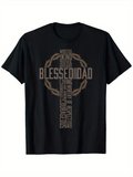 Men's T-Shirt Blessed Dad With Crown Of Thorns Cross Spiritual Message Shirt