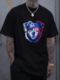 Men's T-Shirt Patriotic Colors With American Flag Eyewear Fluffy Dog Portrait