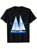 Men's T-Shirt Palm Beach Gardens Florida Nighttime Glow Sailboat Reflection Sailboat