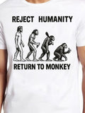 Men's T-Shirt Reject Humanity Return To Monkey Evolution With Retro Line Drawing Monkey