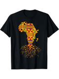 Men's T-Shirt Traditional African Patterned Roots Under Vibrant Patchwork Shaped Africa Continent