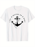 Men's T-Shirt Life Is Better On A Boat With Nautical Rope Wrapped Anchor
