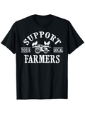 Men's T-Shirt Support Your Local Farmers Tractor With Waving Flags Surrounded By Classic Text