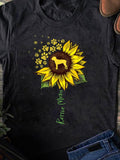 Men's T-Shirt Labrador Mom Surrounded By Sunflower Blossoms With Paw Prints And Playful Dog