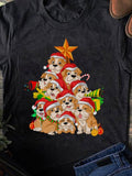 Men's T-Shirt Adorable Puppies With Santa Hats Forming A Festive Christmas Tree