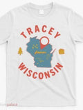 Men's T-Shirt Tracey Wisconsin State Map With Forest Trees And Iconic Scenery