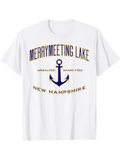 Men's T-Shirt Merrymeeting Lake Anchor With Text Curved Above And Below Design