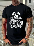 Men's T-Shirt Happy Easter Bunny With Eggs And Whimsical Spring Ornaments