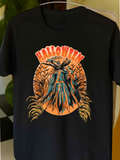 Men's T-Shirt Halloween Night With Scarecrow Surrounded By Corn Fields Under Moonlight Scarecrow