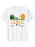 Men's T-Shirt June Lake Reflections With Sunset And Pine Forest Under Morning Sky