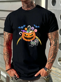 Men's T-Shirt Colorful Candies With Playful Gray Mouse And Jack O Lantern