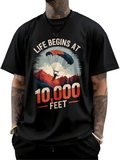Men's T-Shirt Life Begins At Ten Thousand Feet Parachute Over Sunrise Mountain Landscape