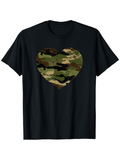 Men's T-Shirt Army Camouflage Pattern In Bold Heart Shape