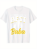 Men's T-Shirt Worlds Best Baba With Fading Yellow Lettering And White Silhouette Figure