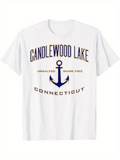 Men's T-Shirt Candlewood Lake Unsalted Shark Free With Blue Anchor Connecticut