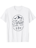 Men's T-Shirt Lake Tahoe Hand Drawn Pines With Majestic Mountains Under Soaring Birds T Shirt