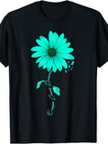 Men's T-Shirt Radiant Blue Glow Against Nighttime Silence Daisy Flower