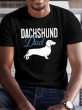 Men's T-Shirt Dachshund Dad White Silhouette With Simple Clean Typography Dachshund