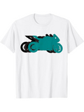 Men's T-Shirt Edgy Urban Nightlife Vibes With Teal Silhouette Motorcycle