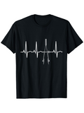 Men's T-Shirt Heartbeat Line With Geometric Drawing Compass Design