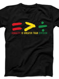 Men's T-Shirt Equality Is Greater Than Division With Colorful Painted Math Symbols Shirt