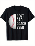 Men's T-Shirt Best Dad Coach Ever Large Baseball Print On Black T Shirt