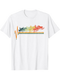 Men's T-Shirt Rainbow Gradient Line With Colorful Running Sneakers