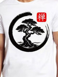 Men's T-Shirt Ink Zen Circle With Old Pine Tree Under Radiant Light Tree