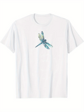 Men's T-Shirt Watercolor Sky Blue Wings Under Morning Light Dragonfly