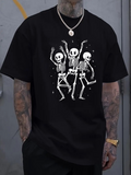 Men's T-Shirt Dancing Skeletons Playing Under Night Sky Stars Skeleton