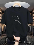 Men's T-Shirt Minimalist Linear Design With White Geometric Circle Element