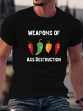 Men's T-Shirt Weapons Of Ass Destruction Colorful Spicy Chili Peppers Lined Up