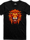 Men's T-Shirt Fiery Orange Mane With Intense Glowing Eyes Majestic Roaring Lion