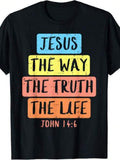 Men's T-Shirt Jesus The Way The Truth The Life With Colorful Rectangles Bible Verse