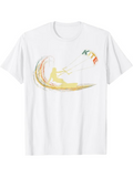 Men's T-Shirt Kite Colorful Wind And Surfer On Sunny Ocean Wave Kiteboarder