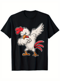 Men's T-Shirt Playful Cartoon Rooster Striking A Dance Pose Dab Chicken